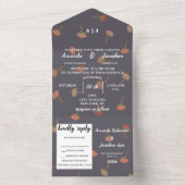 ボホフローラルパターンデザインモノグラム結婚ズ オールインワン招待状 (内側)