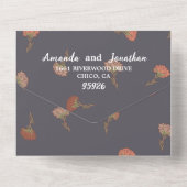 ボホフローラルパターンデザインモノグラム結婚ズ オールインワン招待状 (裏面)