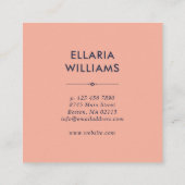 ボホフローラルパターン-コーラル&ネービーブルー スクエア名刺 (裏面)