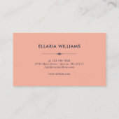 ボホフローラルパターン – ネイビーブルー&コーラル 名刺 (裏面)