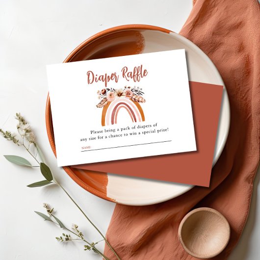 ボホフローラレインボーおむつラッフルベビーシャワー エンクロージャーカード