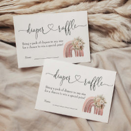 ボホフローラレインボーガールベビーシャワーオムツラッフル エンクロージャーカード