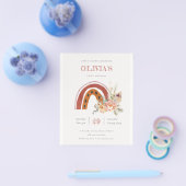 ボホフローラレインボーニーエイジ誕生日バジェット招待状 チラシ (シングル)