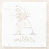 ボホフローラレターAモノグラム結婚式の引き出物 ガラスコースター (裏面)