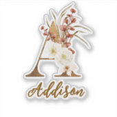 ボホフローラレターAモノグラム結婚式の引き出物 シール (正面)