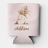 ボホフローラレターAモノグラム結婚式の引き出物 缶クーラー (正面)