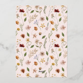 ボホフローラワイルドフラワーガールベビーシャワー金ゴールド 箔招待状 (裏面)