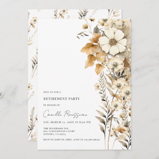 ボホフローラワイルドフラワーズリタイアメントパーティー 招待状 (正面/裏面)