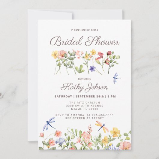 ボホフローラワイルドフラワーブライダルシャワー招待 招待状 (正面)