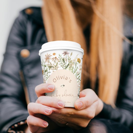 ボホフローラワイルドフラワーベビーシャワー紙カップ 紙コップ