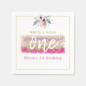 ボホフローラワイルドワンガールの最初の誕生日パーティー スタンダードカクテルナプキン (正面)