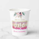 ボホフローラワイルドワンガールの最初の誕生日パーティー 紙コップ (裏面)