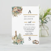 ボホフローラワインボトルウォーター結婚カラー 招待状 (スタンド正面)