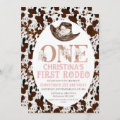 ボホフローラ女性のカーボーイハットファーストロデオ誕生日 招待状 (正面/裏面)