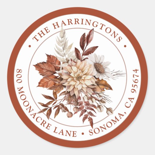 ボホフローラ差出人住所ラウンド封筒用シール ラウンドシール (正面)