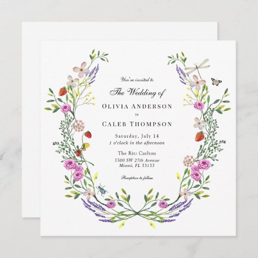 ボホフローラ庭園の結婚式 招待状 (正面/裏面)