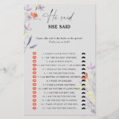 ボホフローラ彼は彼女はブライダルシャワーゲームを言った (正面)