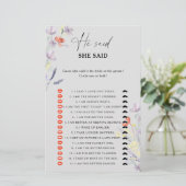 ボホフローラ彼は彼女はブライダルシャワーゲームを言った (スタンド正面)