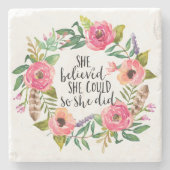 ボホフローラ彼女信じは引用文できた ストーンコースター (正面)