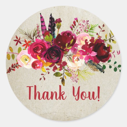 ボホフローラ感謝していステッカー ラウンドシール (正面)