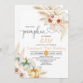 ボホフローラ我々の小さなカボチャ誕生日パーティー 招待状 (正面/裏面)