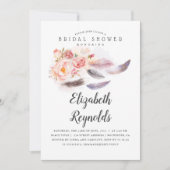 ボホフローラ水彩羽ブライダルシャワー 招待状 (正面)