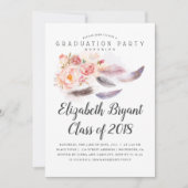 ボホフローラ水彩羽毛卒業パーティー 招待状 (正面)