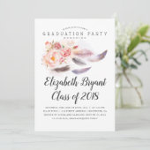 ボホフローラ水彩羽毛卒業パーティー 招待状 (スタンド正面)