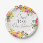 ボホフローラ水彩金ゴールドグリッター卒業 ペーパープレート (正面)