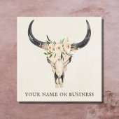 ボホフローラ牛スカルの背景クリーム スクエア名刺