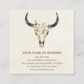 ボホフローラ牛スカルの背景クリーム スクエア名刺 (裏面)