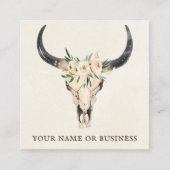 ボホフローラ牛スカルの背景クリーム スクエア名刺 (正面)