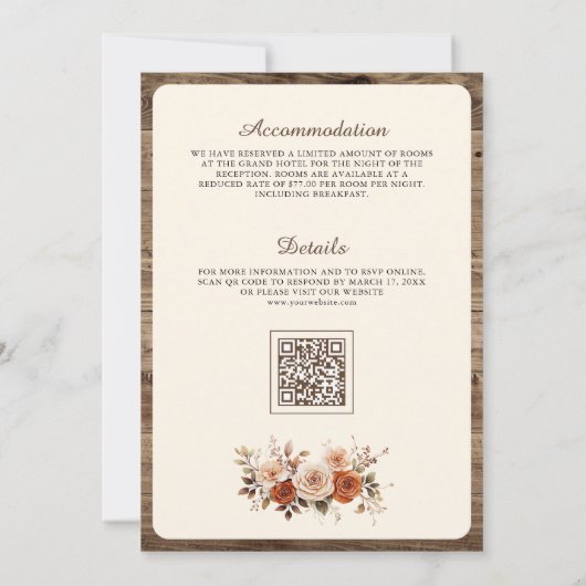 ボホフローラ牛スカルウェスタン結婚式招待状 招待状 (裏面)