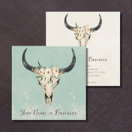 ボホフローラ牛スカルターコイズとクリーム スクエア名刺