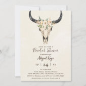 ボホフローラ牛スカルブラウンクリームブライダルシャワー 招待状 (正面)