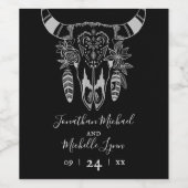 ボホフローラ牛スカル白黒結婚ズ ワインラベル (シングルラベル)