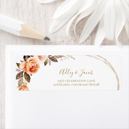 ボホフローラ秋の結婚式差出人住所ラベル ラベル (インサイチュ)