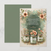 ボホフローラ素朴フローラメイスンジャーブベイビーシャワー サンキューカード (正面/裏面)