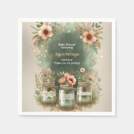 ボホフローラ素朴フローラメイスンジャーブベイビーシャワー スタンダードカクテルナプキン