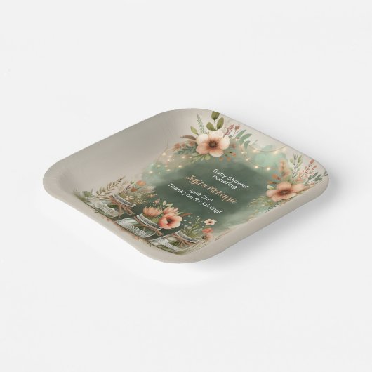 ボホフローラ素朴フローラメイスンジャーブベイビーシャワー ペーパープレート (傾斜あり)