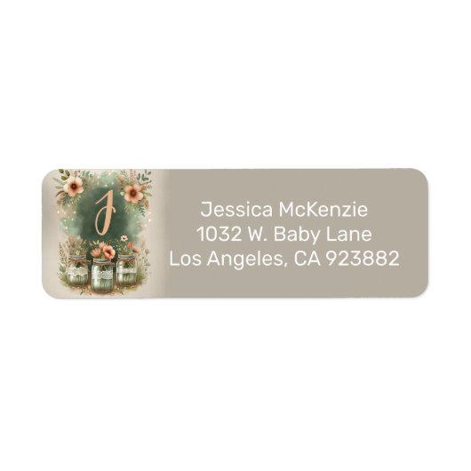 ボホフローラ素朴フローラメイスンジャーブベイビーシャワー ラベル (正面)