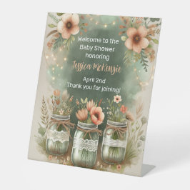 ボホフローラ素朴フローラメイスンジャーブベイビーシャワー 台座サイン