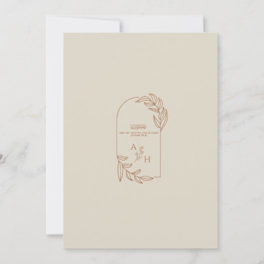 ボホフローラ素朴モノグラム結婚イスラム 招待状 (裏面)