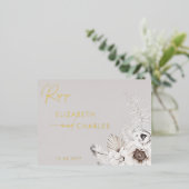 ボホフローラ素朴冬植物学RSVP 箔招待状ポストカード (立ち正面)