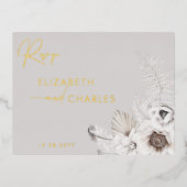 ボホフローラ素朴冬植物学RSVP 箔招待状ポストカード (正面)