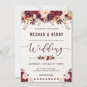 ボホフローラ素朴結婚式招待状シャビーシック 招待状 (正面)