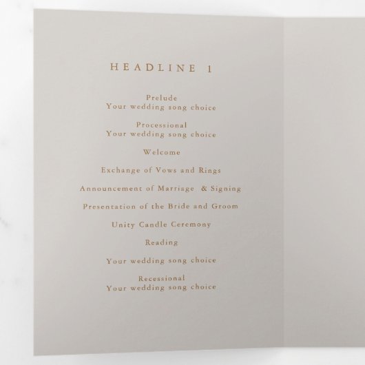 ボホフローラ結婚の旅程 三つ折り招待状 (内部最初)