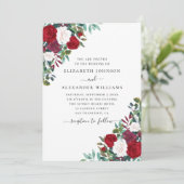 ボホフローラ結婚の。赤と白エレガント花 招待状 (スタンド正面)
