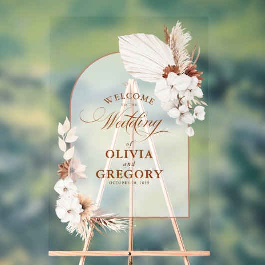 ボホフローラ結婚アーチ歓迎 アクリルサイン (ニュートラル)
