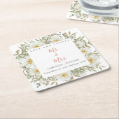 ボホフローラ結婚ズ スクエアペーパーコースター (アングル)